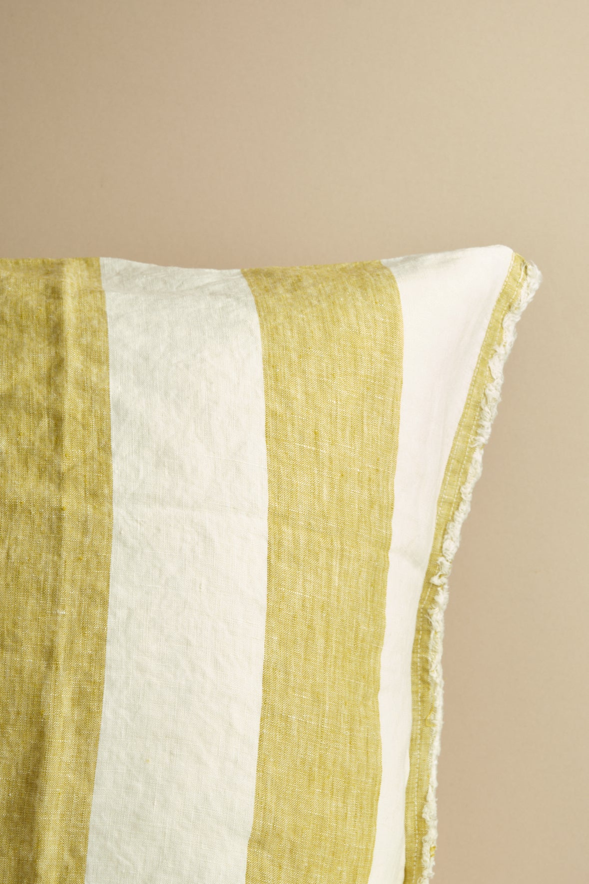 Lime Stripe Linen Cushion