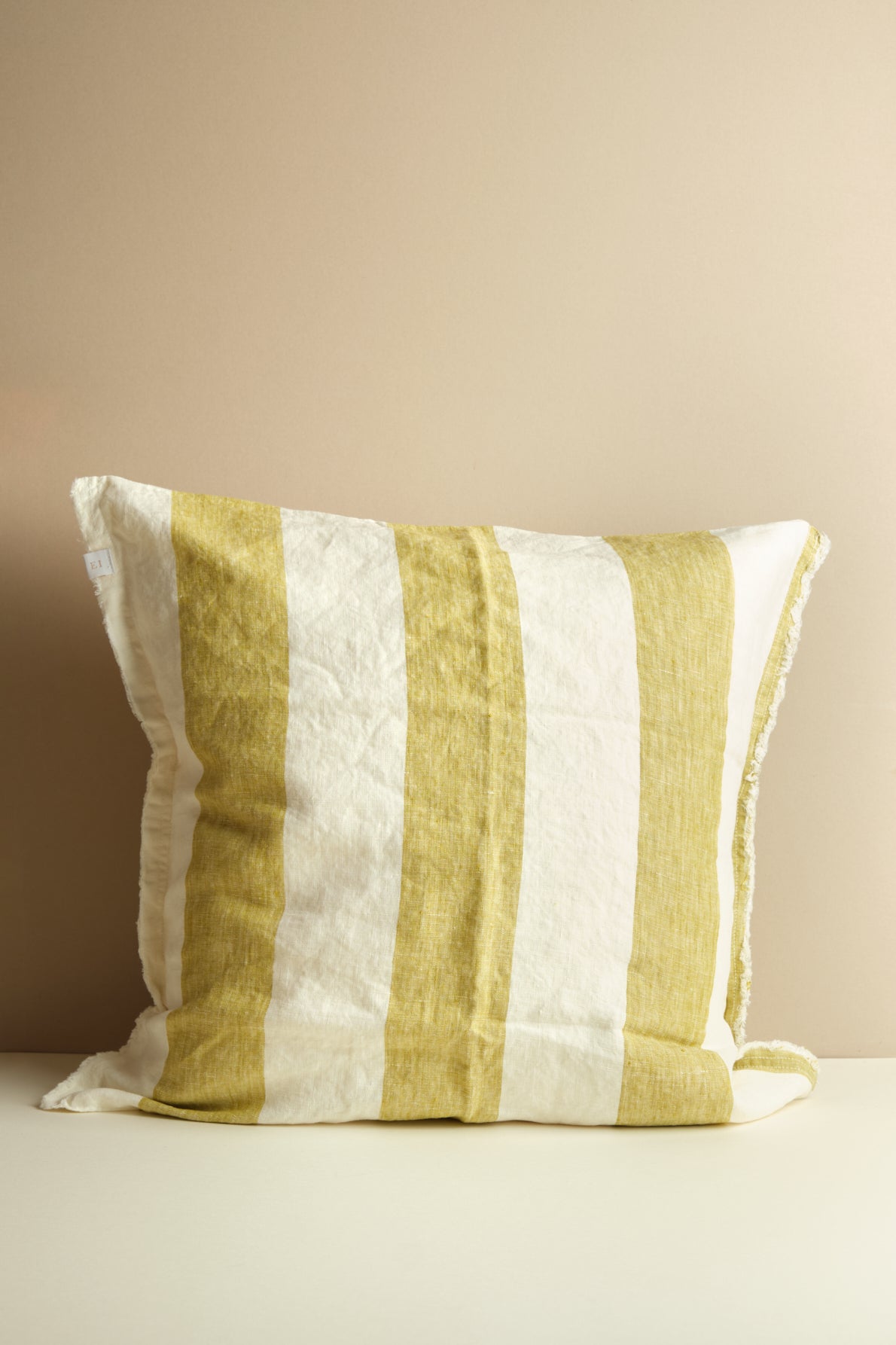 Lime Stripe Linen Cushion