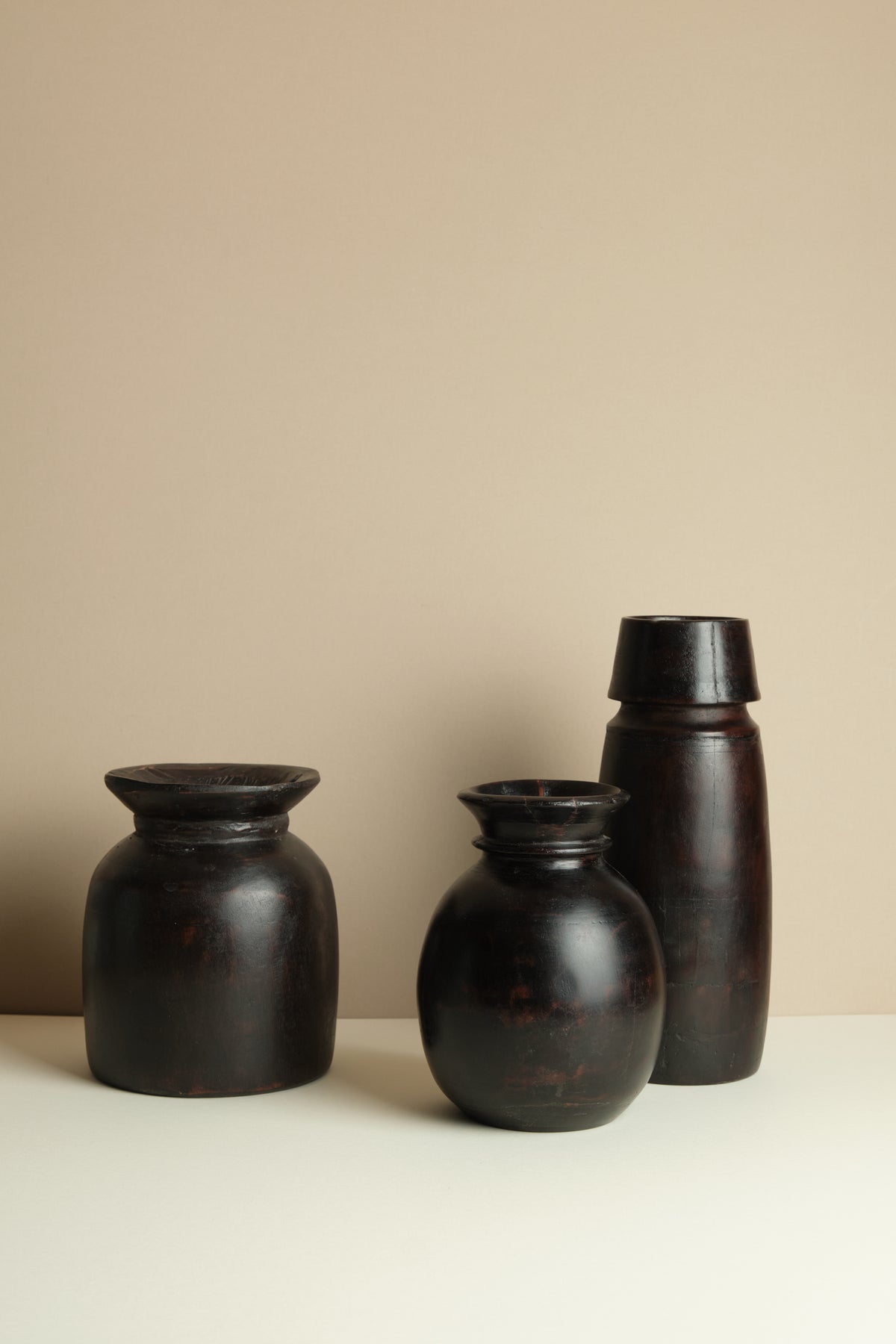 Vintage Wooden Oil Pots
