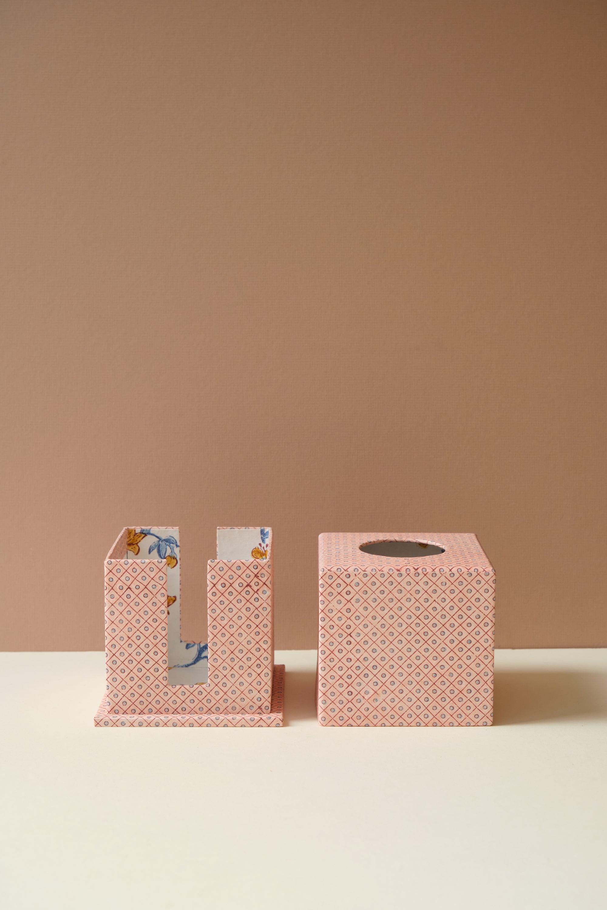 Pink Blockprinted Tissue Box