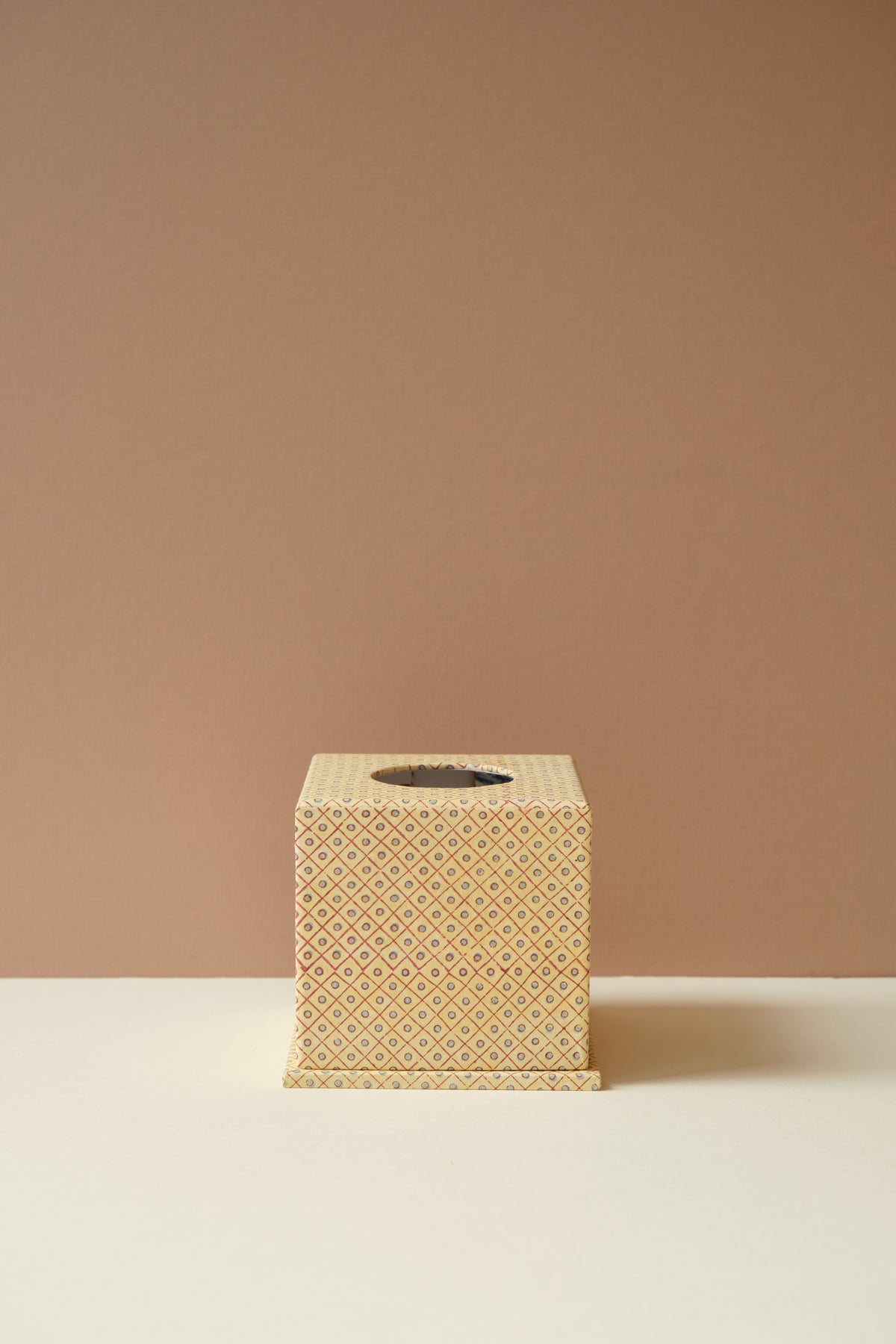 Yellow Blockprinted Tissue Box
