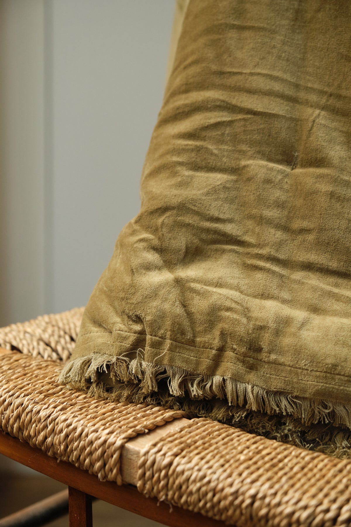 Olive Padded Velvet Throw