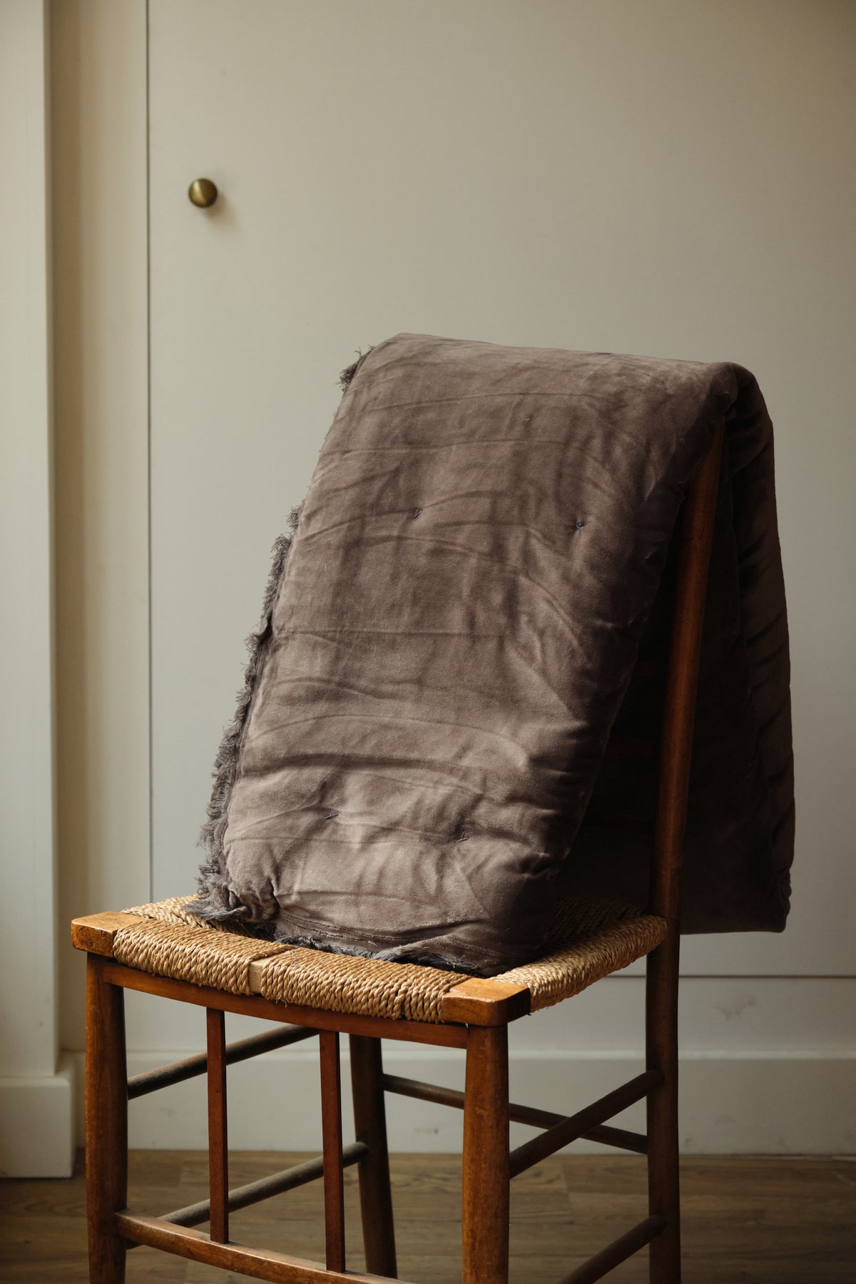 Olive Padded Velvet Throw