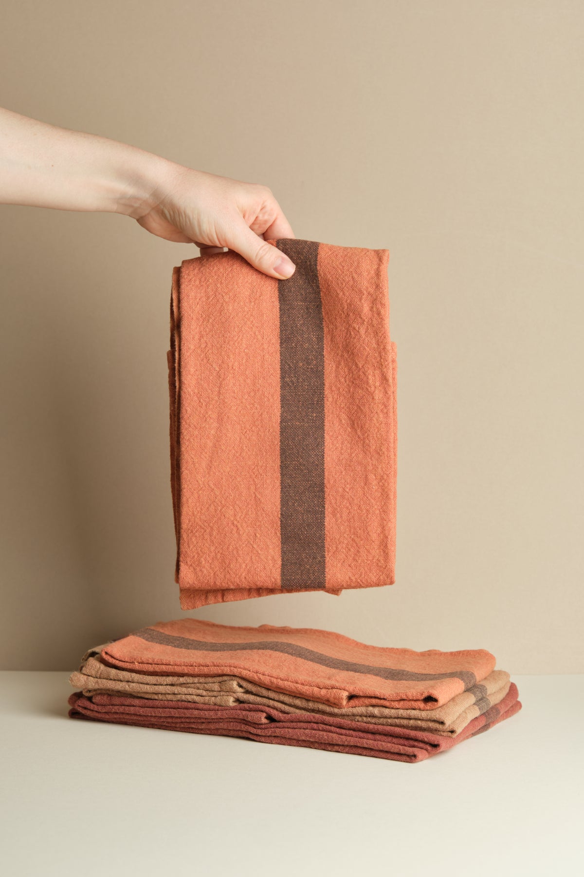 Autumn Stripe Linen Tea Towel