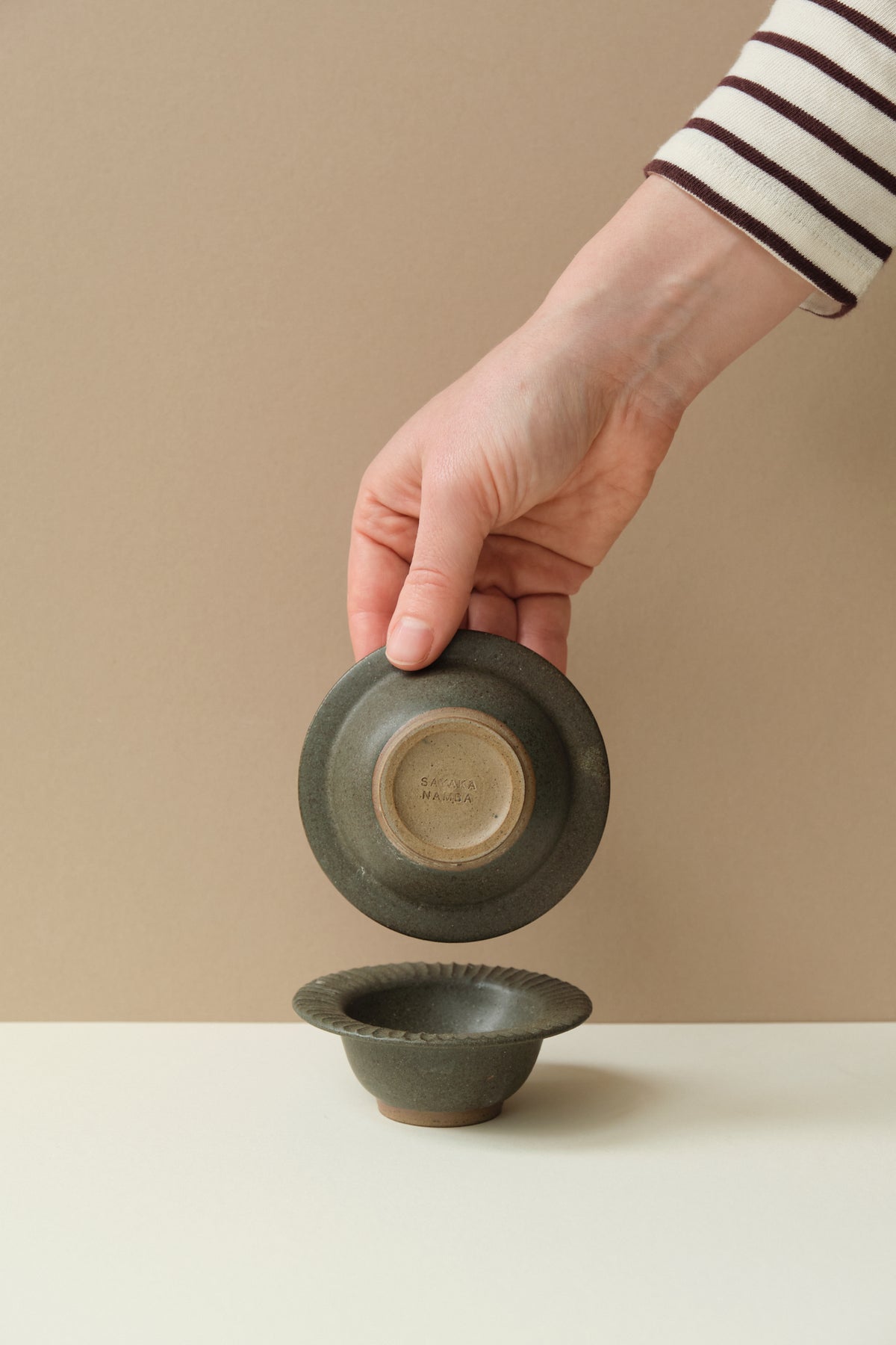 Green Carved Mini Dish by Sayaka