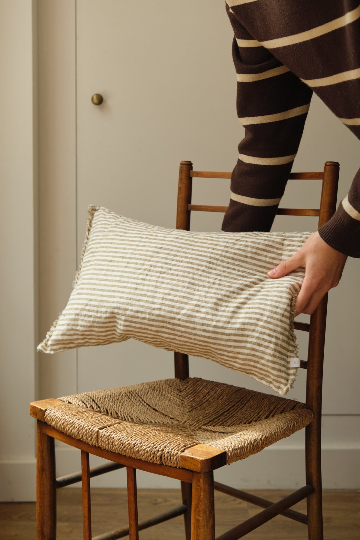 Olive Stripe Cushion