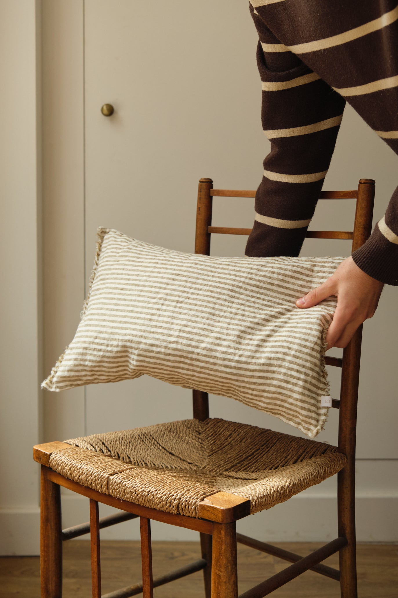 Olive Stripe Cushion