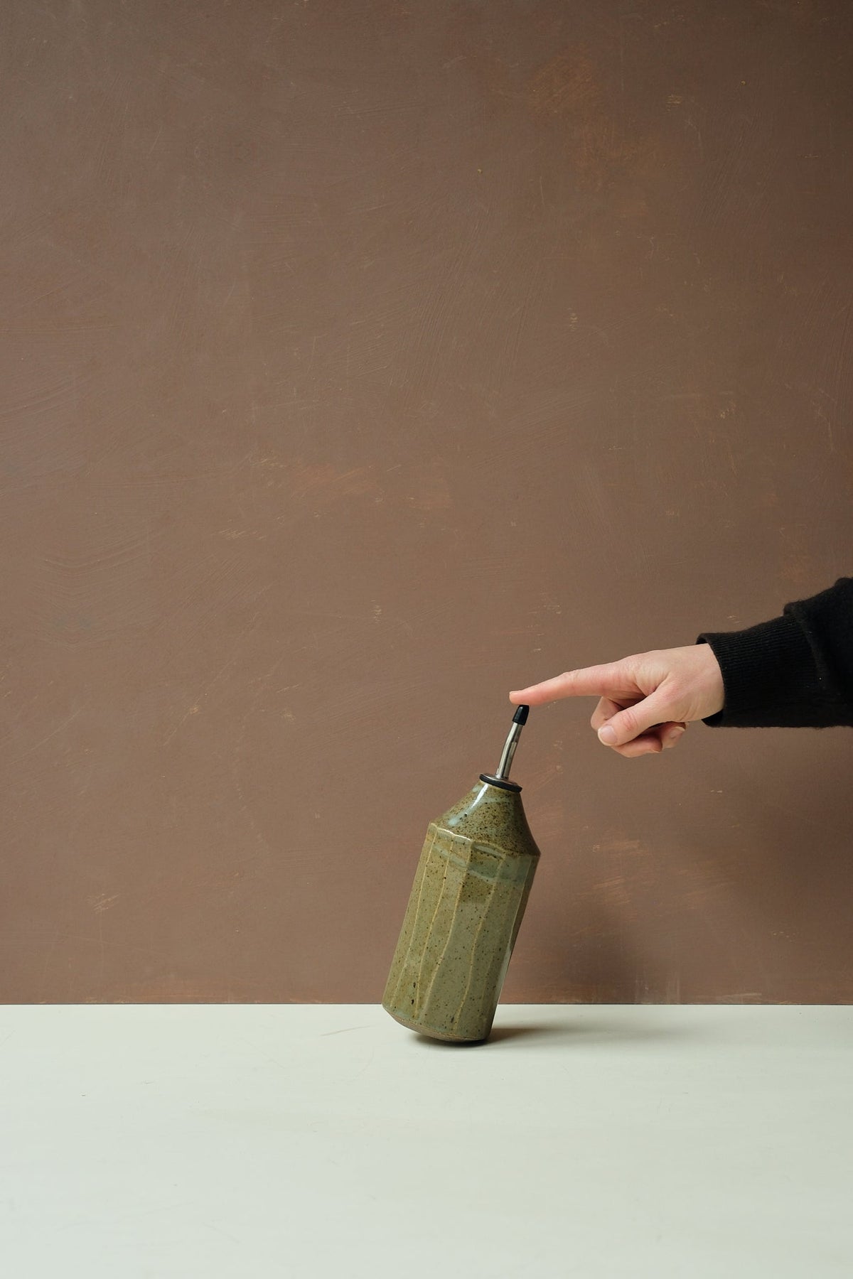 Carved Ceramic Oil Bottle - Scree Ceramics