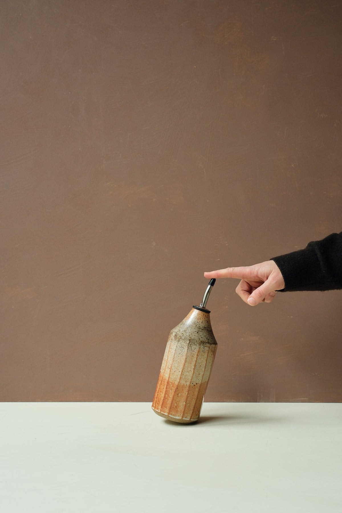 Carved Ceramic Oil Bottle - Scree Ceramics