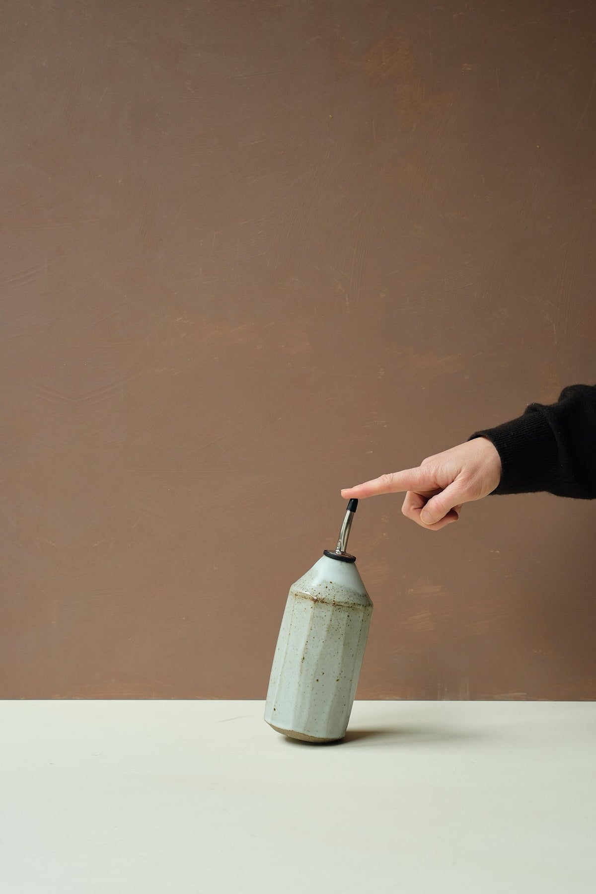 Carved Ceramic Oil Bottle - Scree Ceramics
