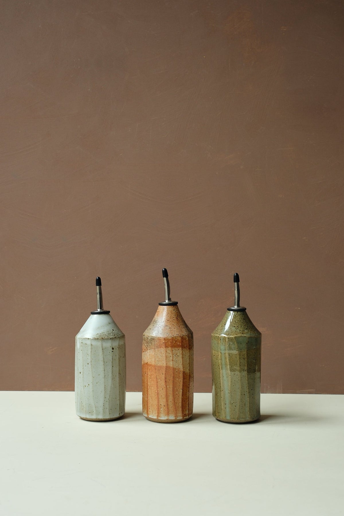 Carved Ceramic Oil Bottle - Scree Ceramics