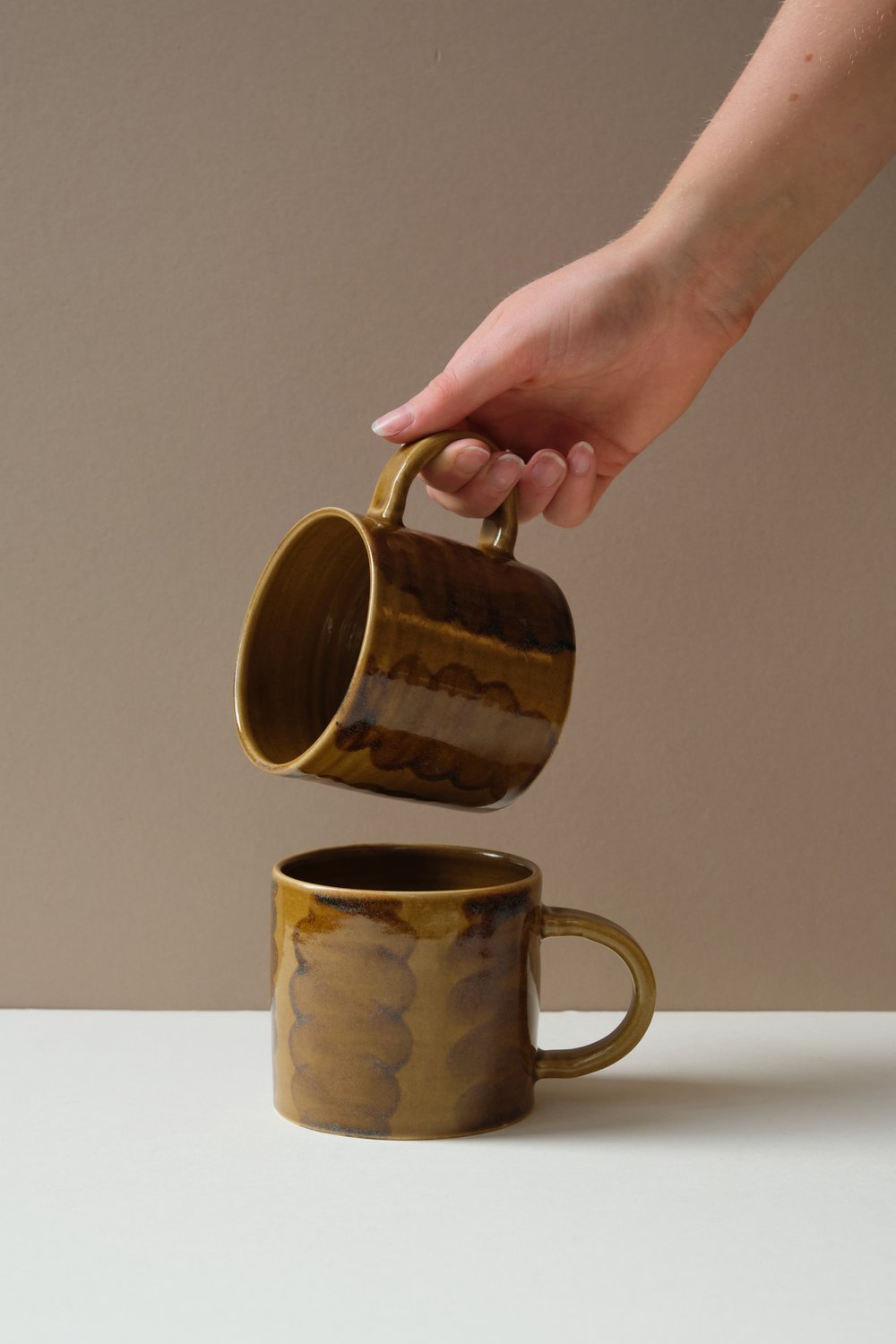 Painted Brown & Mustard Mug by Paige Mitchell