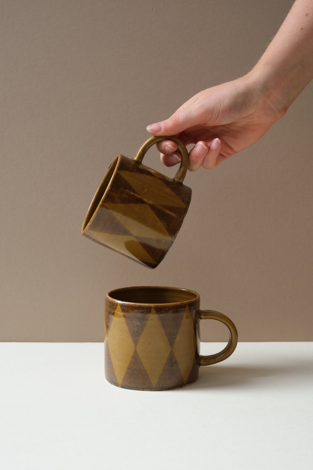Painted Brown & Mustard Mug by Paige Mitchell