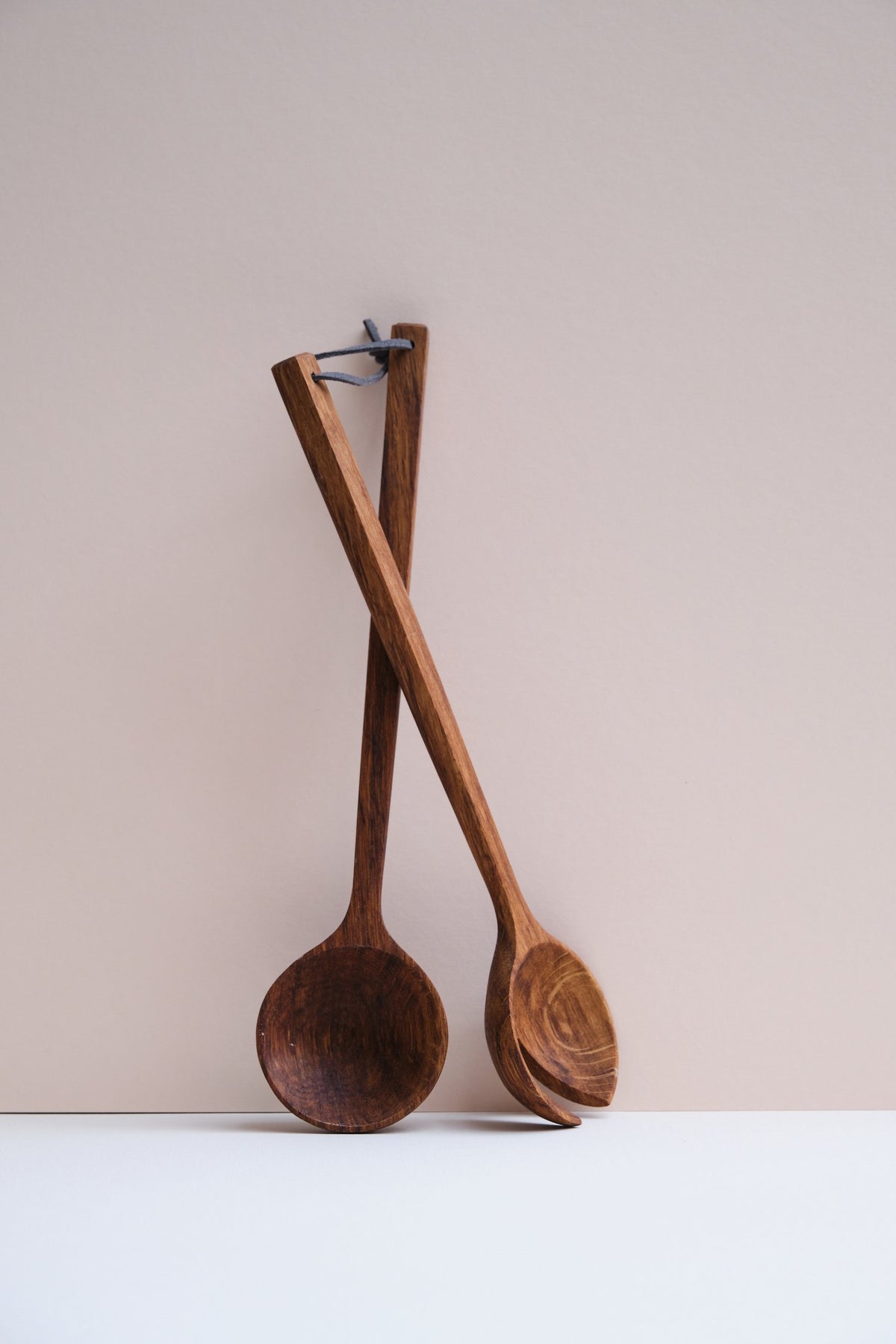Brown Oak Salad Servers by Selywn House