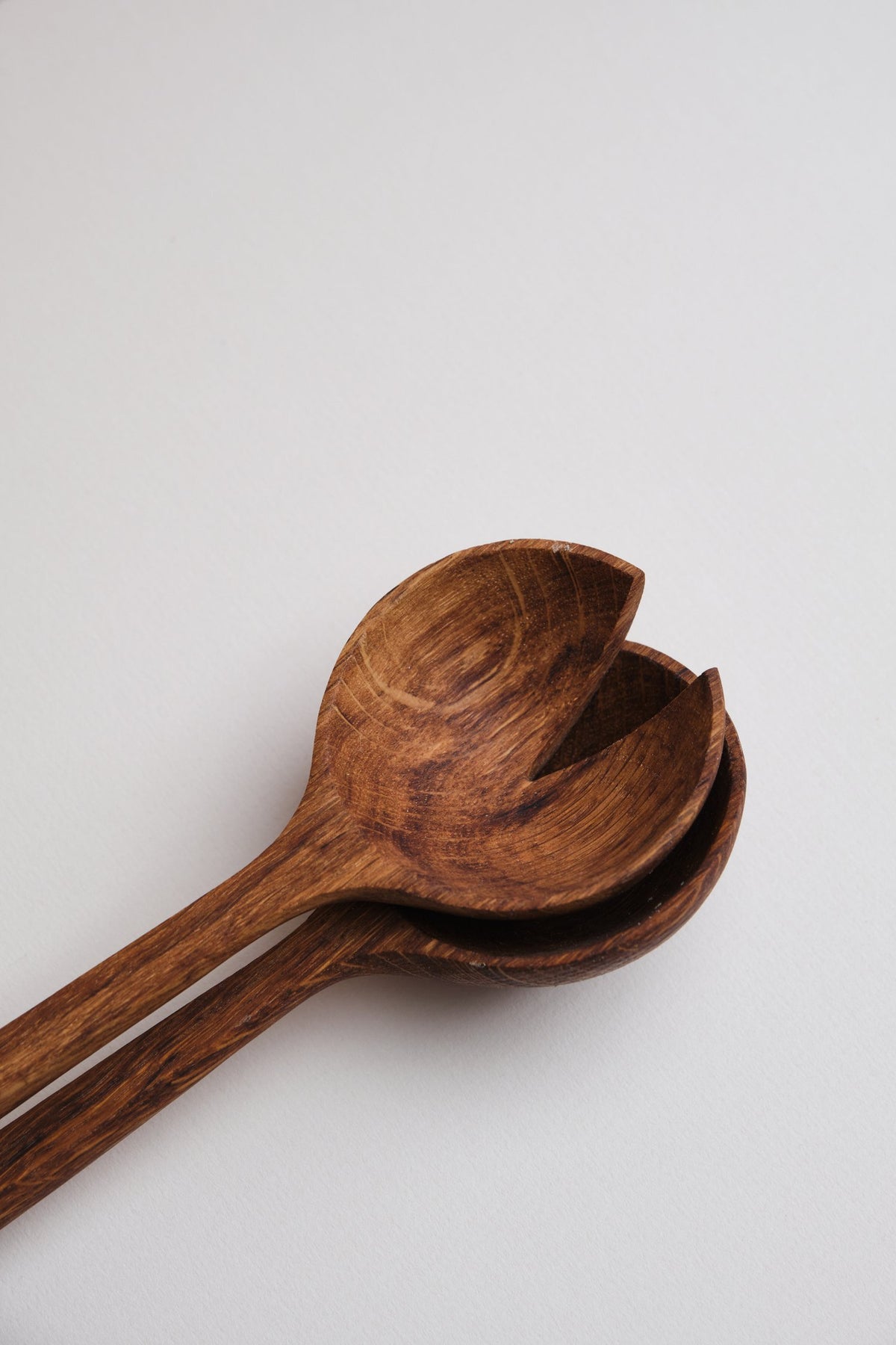 Brown Oak Salad Servers by Selywn House