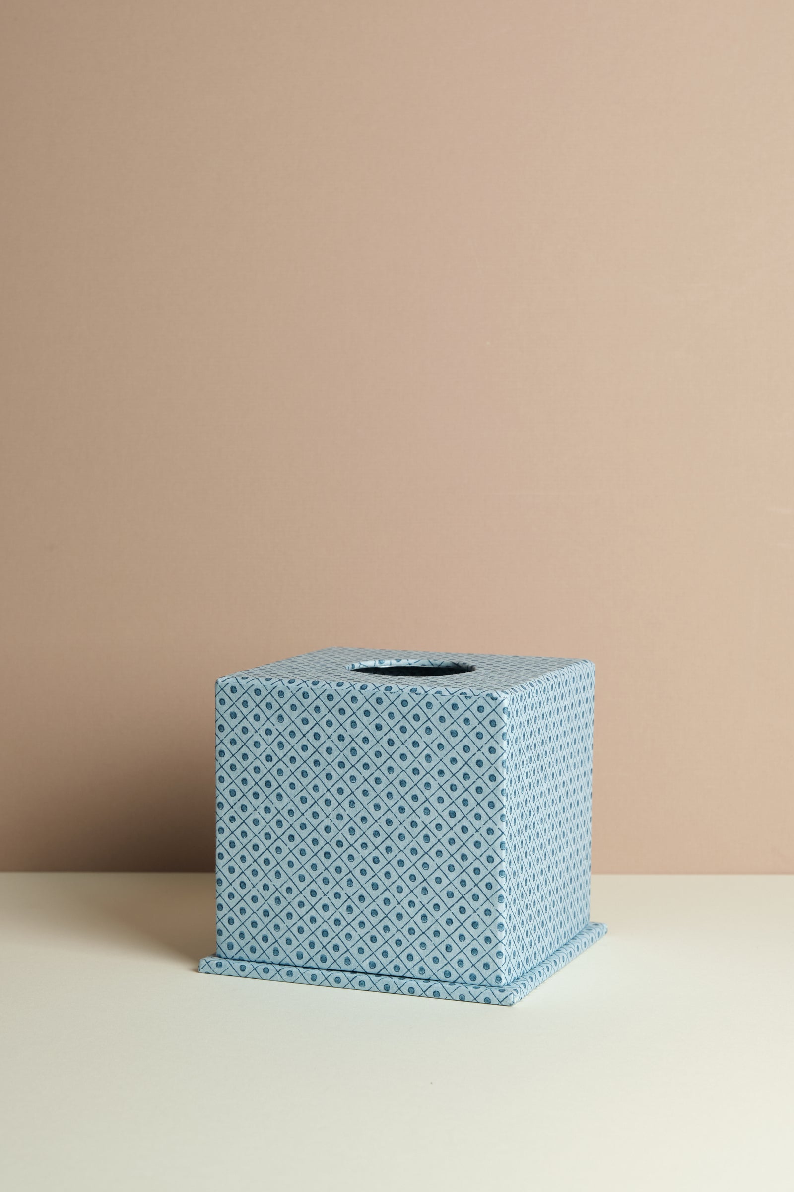 Blue Block Print Tissue Box