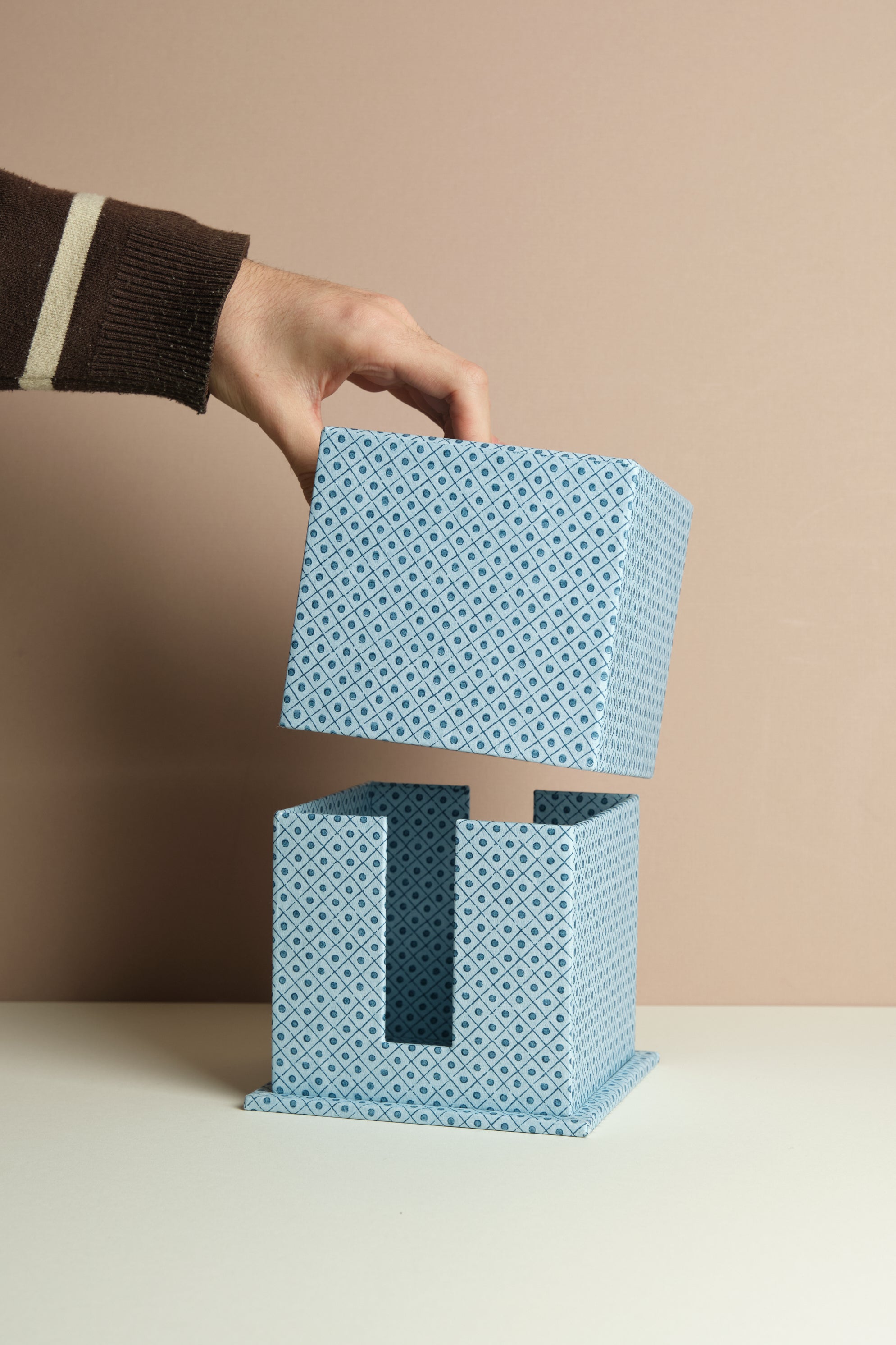 Blue Block Print Tissue Box