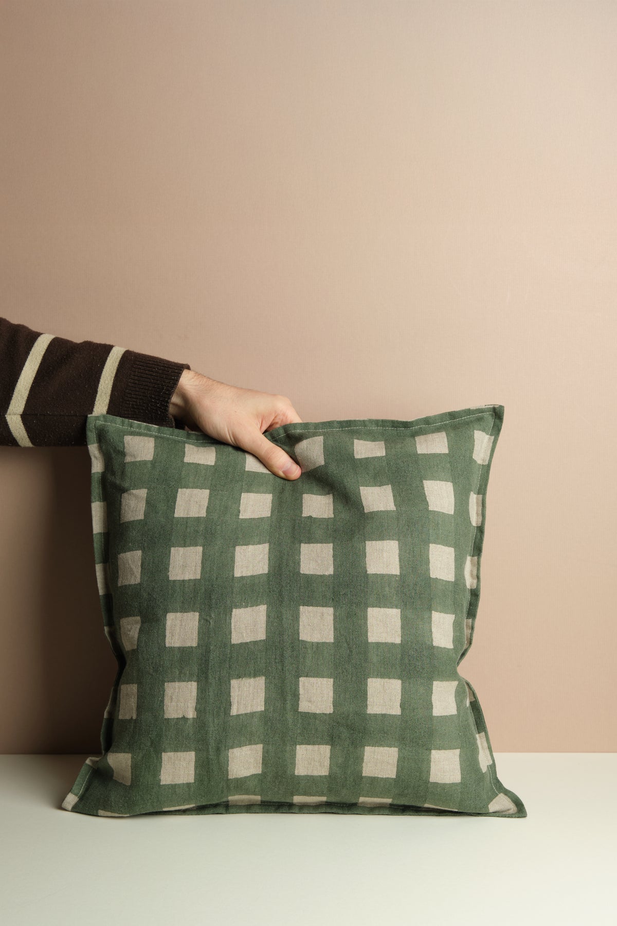 Block Print Grid Cushion