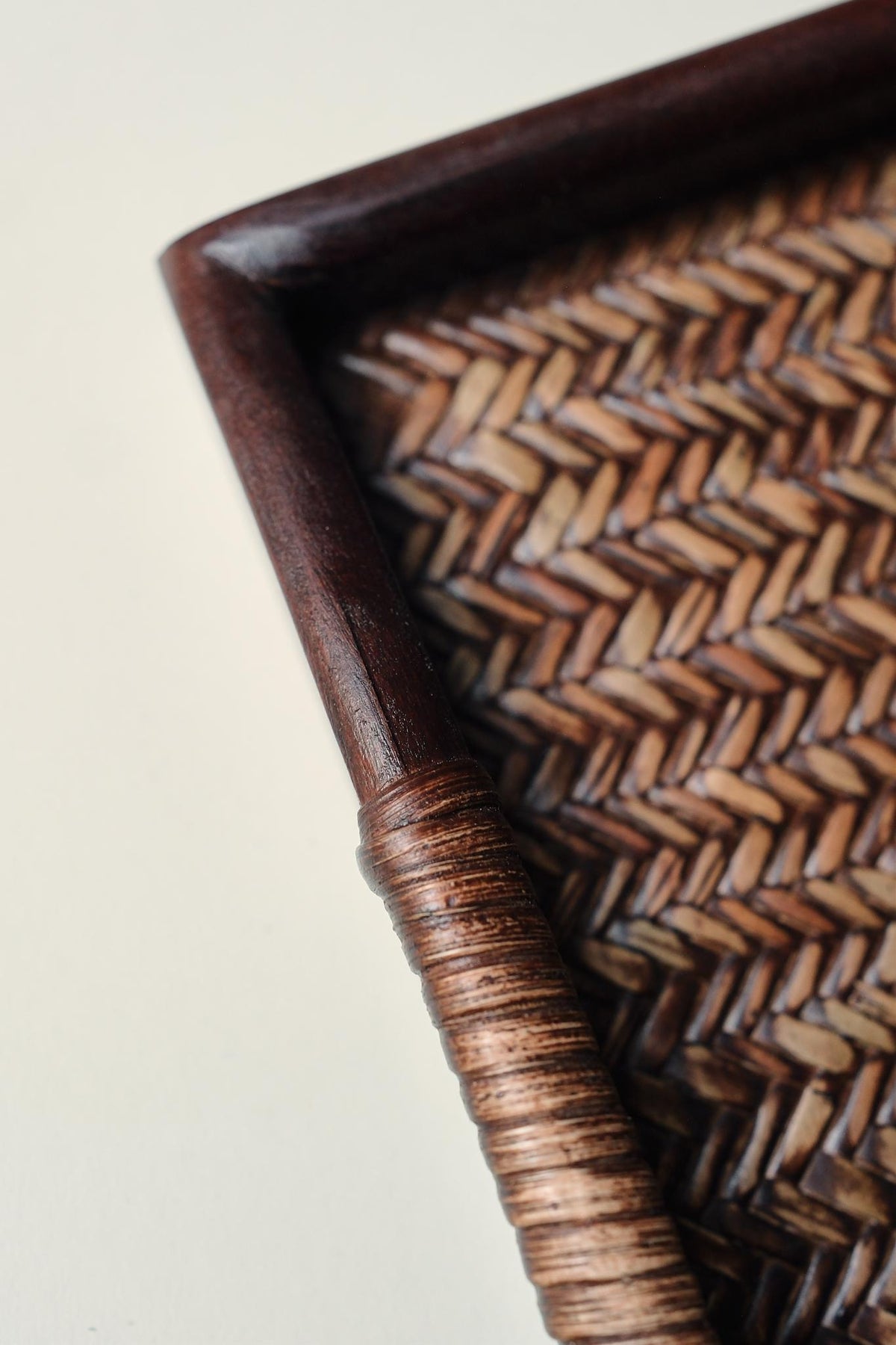 Wood &amp; Rattan Tray