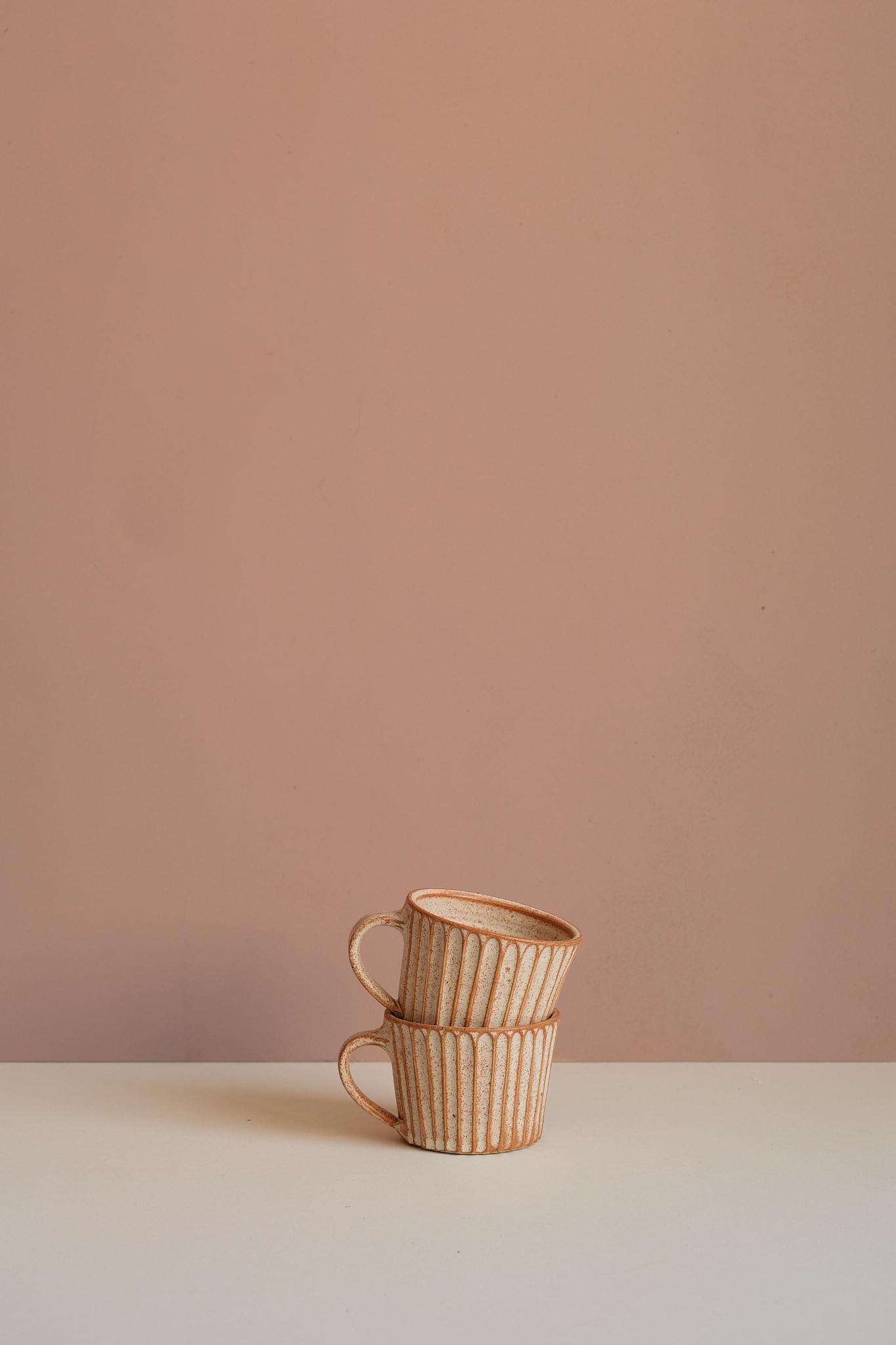 White Clay Carved Mug by Finnerty Ceramics
