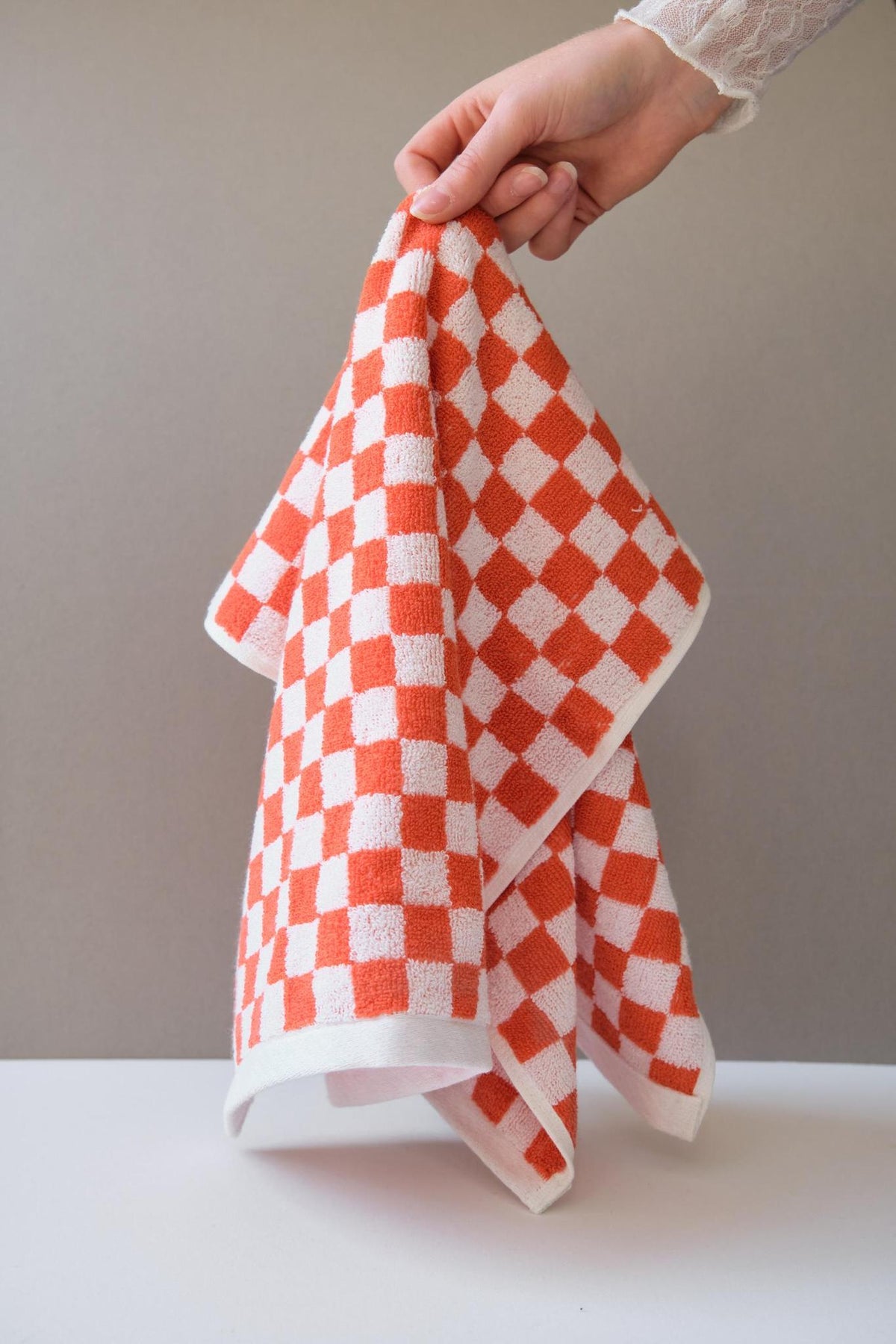 Patterned Cotton Towels & Mats in Sunrise Check by Baina