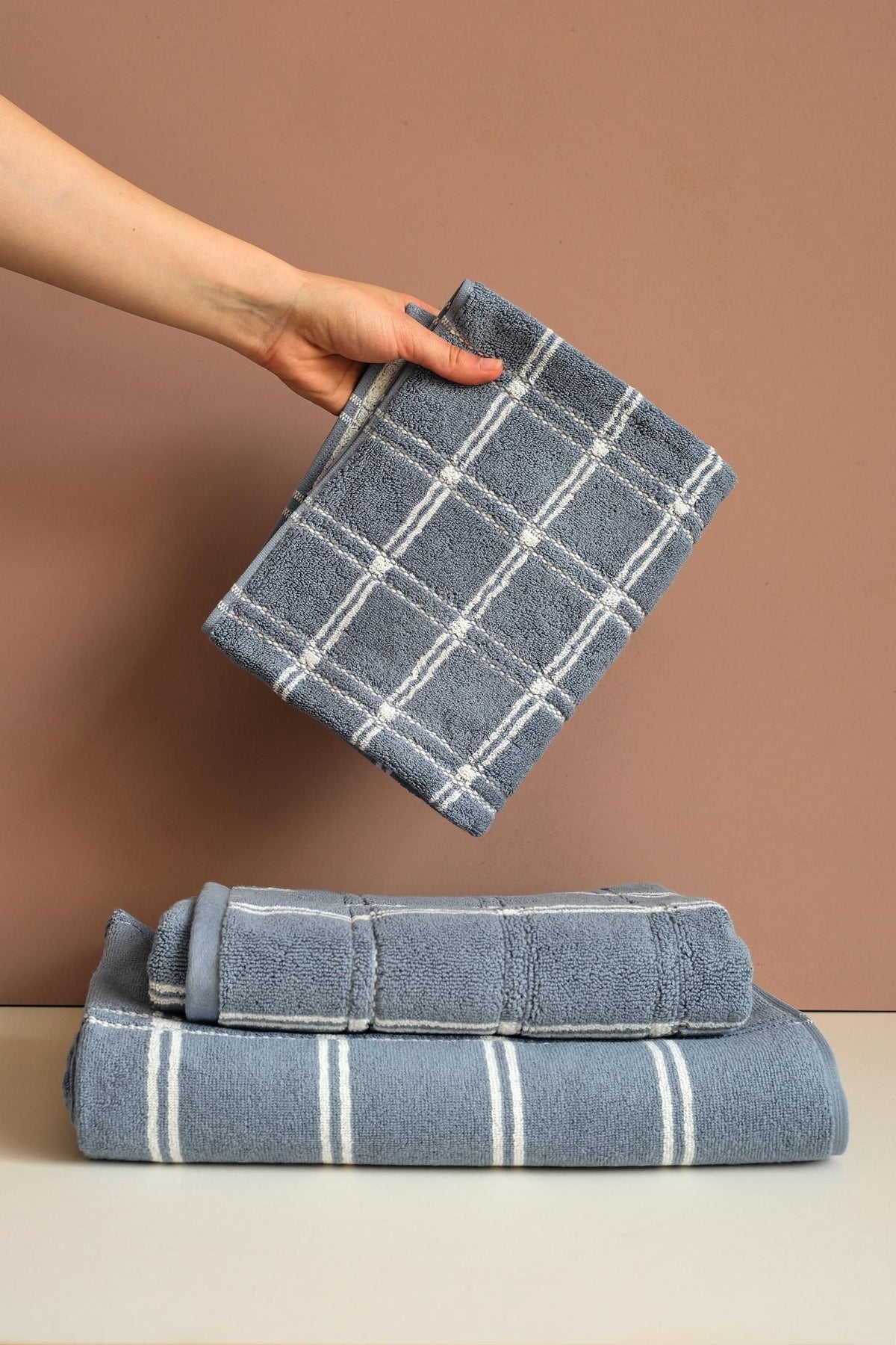 Modern Tartan Cotton Towels by Baina