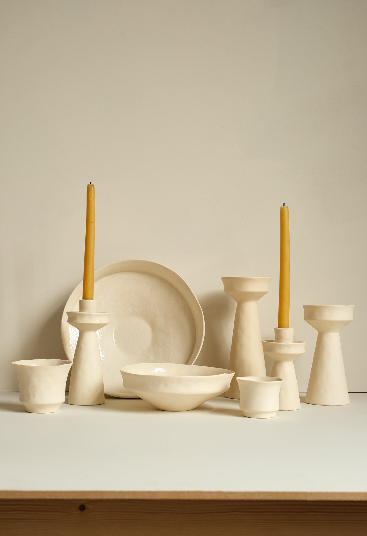 Tierno Medium Porcelain Wide Candle Holder by Pomax