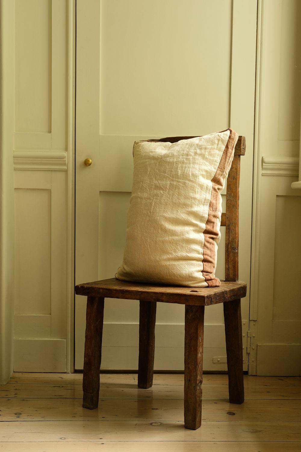 Ecru & Cinnamon Velvet Border Cushion by Pomax