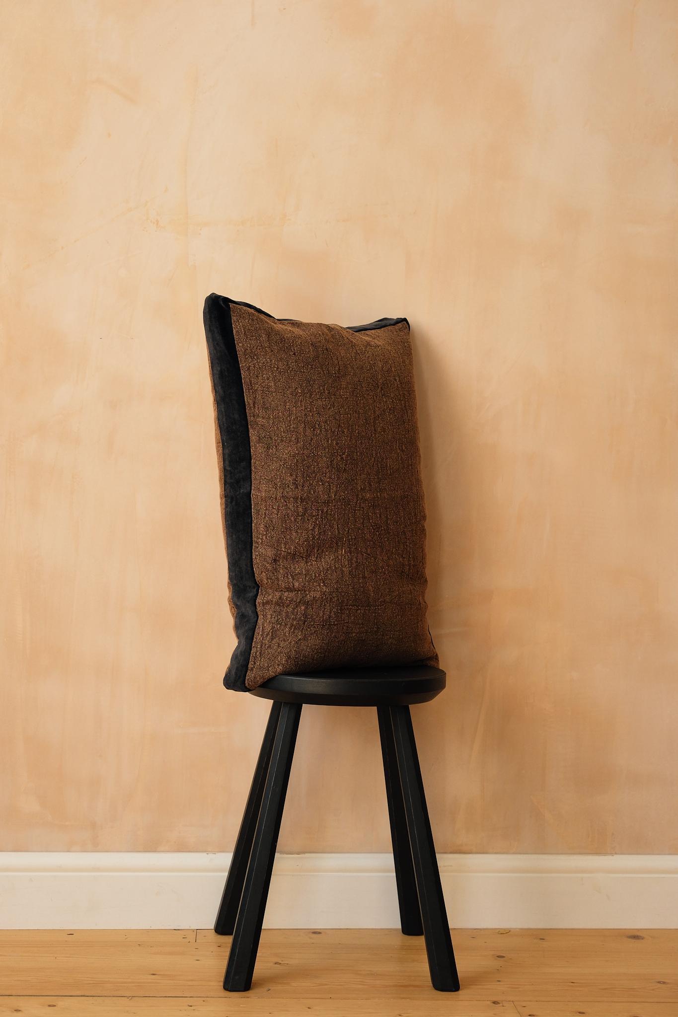 Chocolate Velvet Border Cushion by Pomax