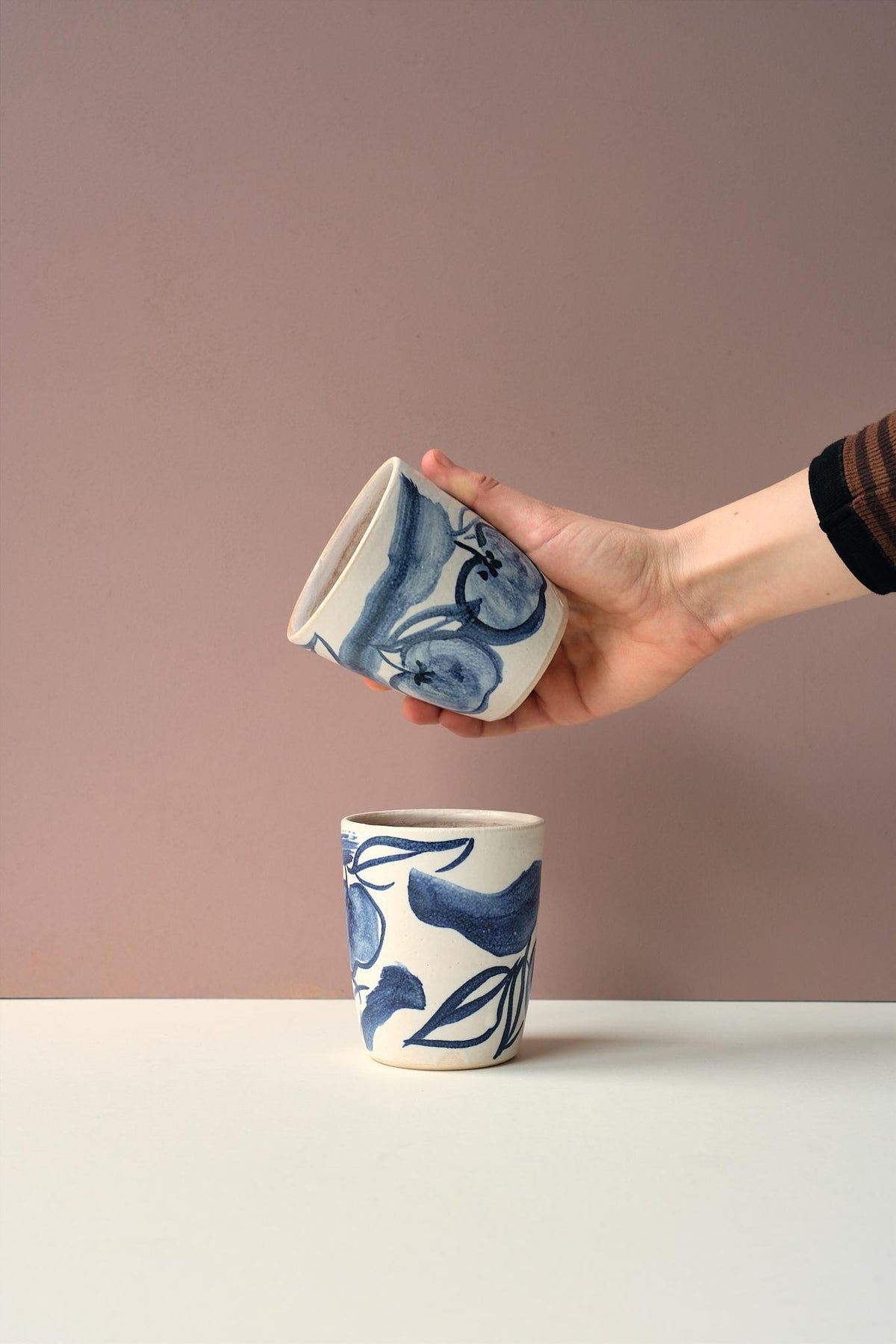 Blue Painted Apple Tumbler by Ella Bua-In