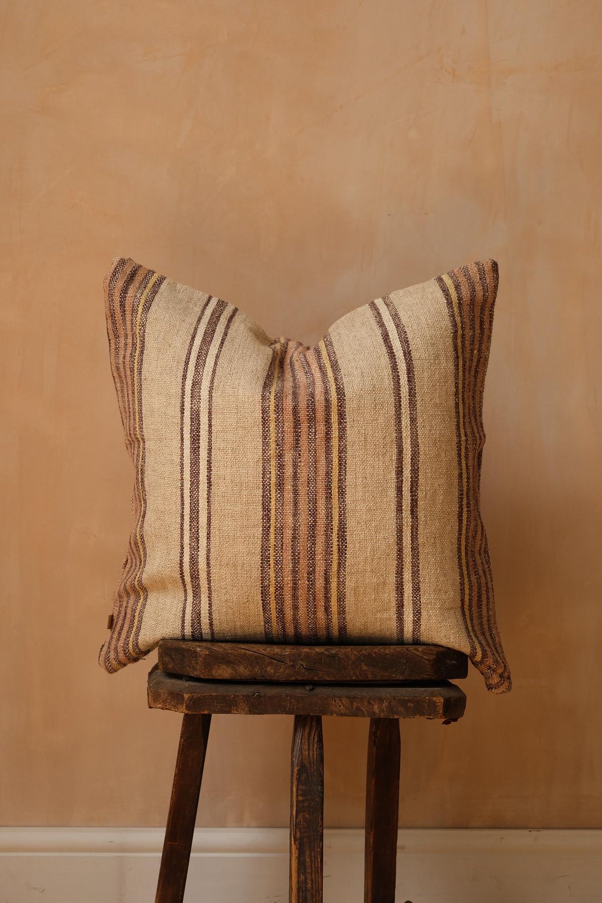 Natural &amp; Brown Stripe Cushion
