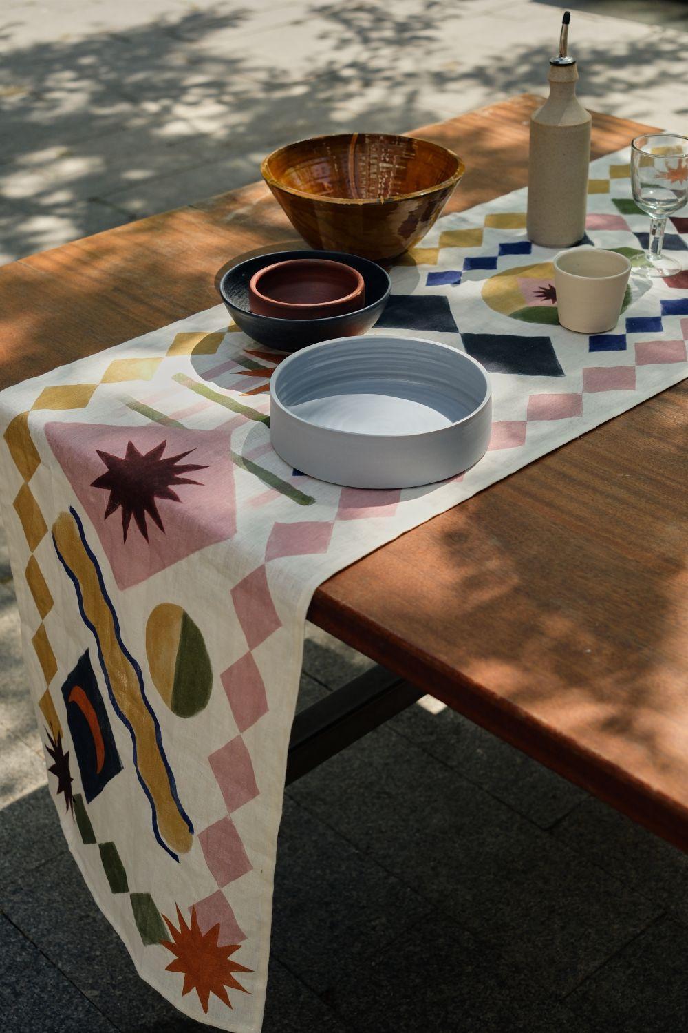 Block Printed Patterned Table Runner