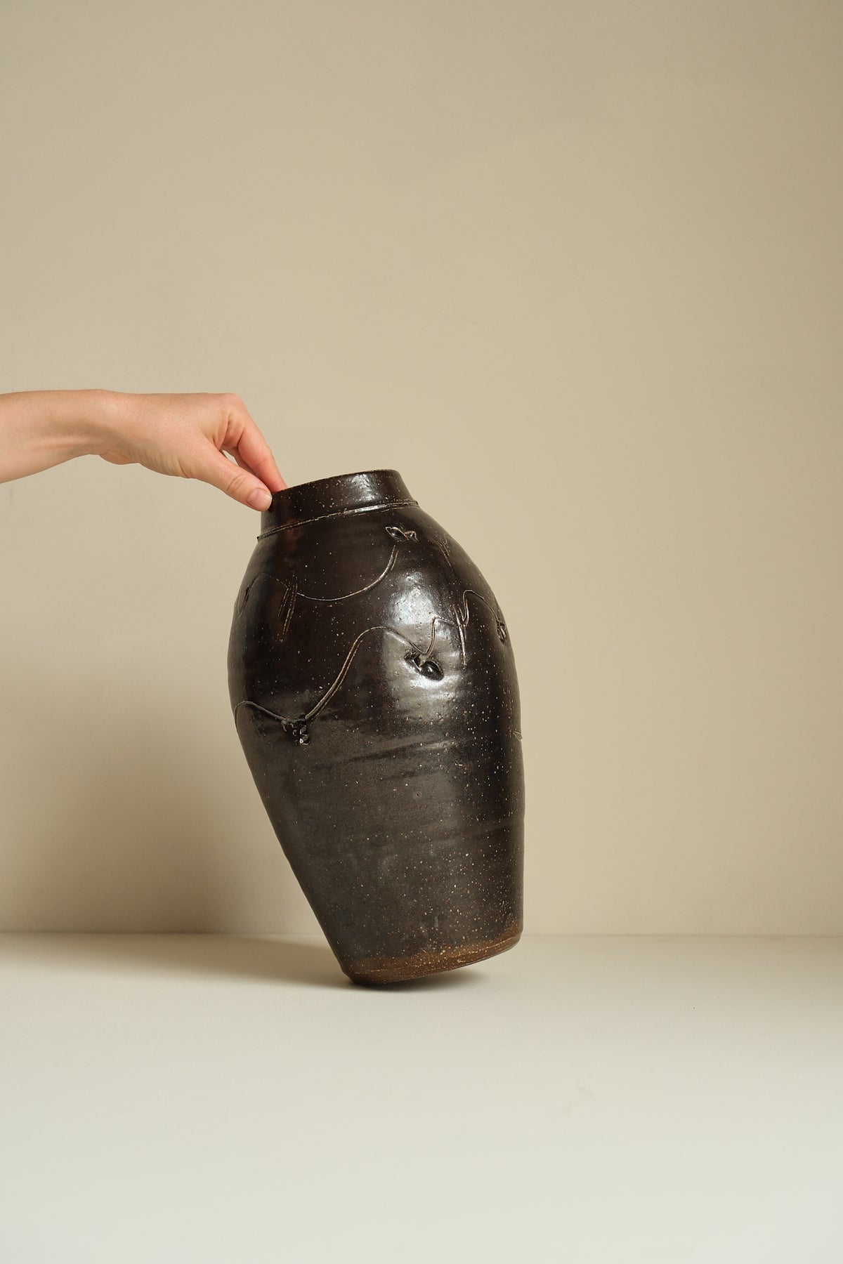 Black Salt Glazed Vase by Jack Welbourne