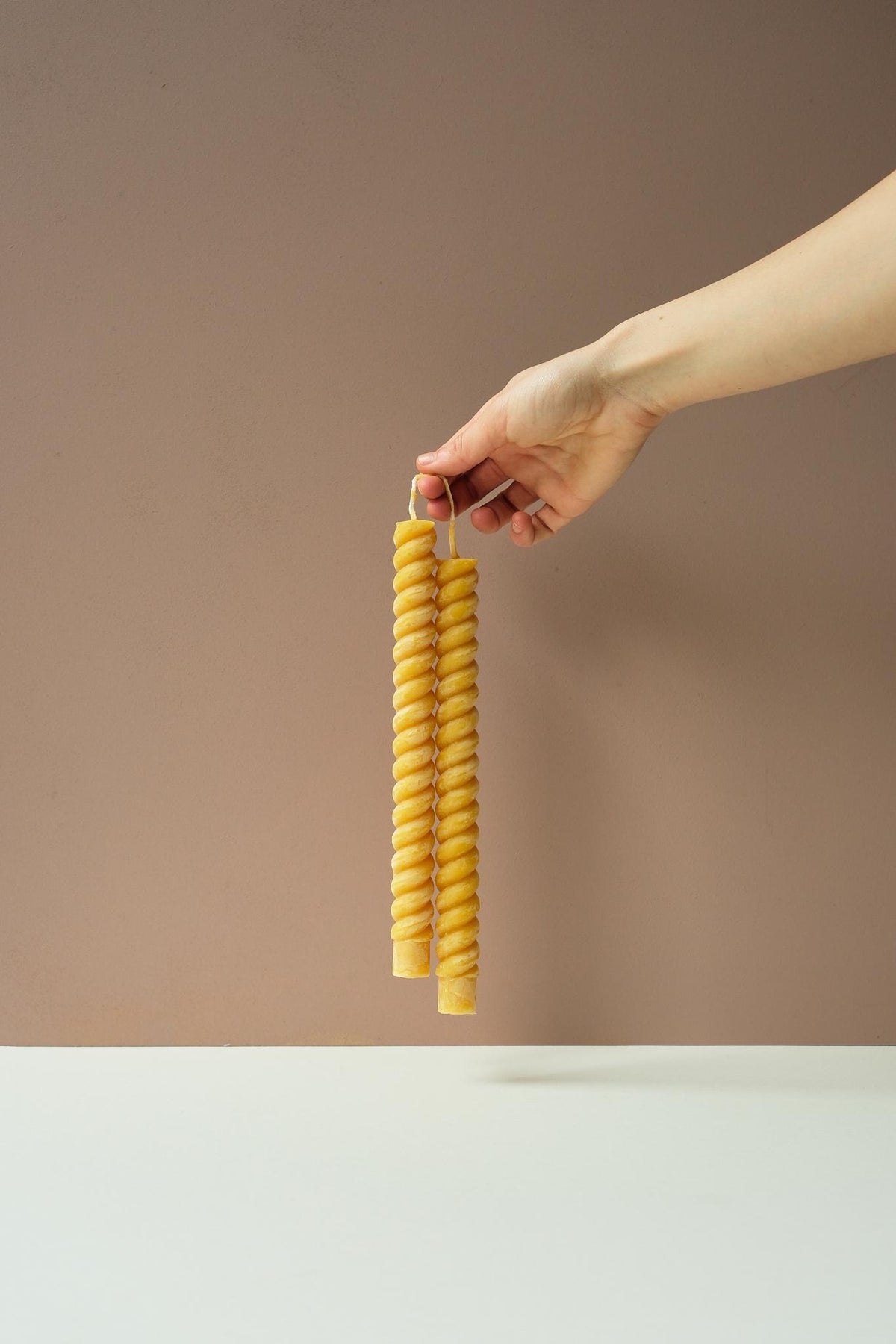 Spiral Beeswax Candle Pair