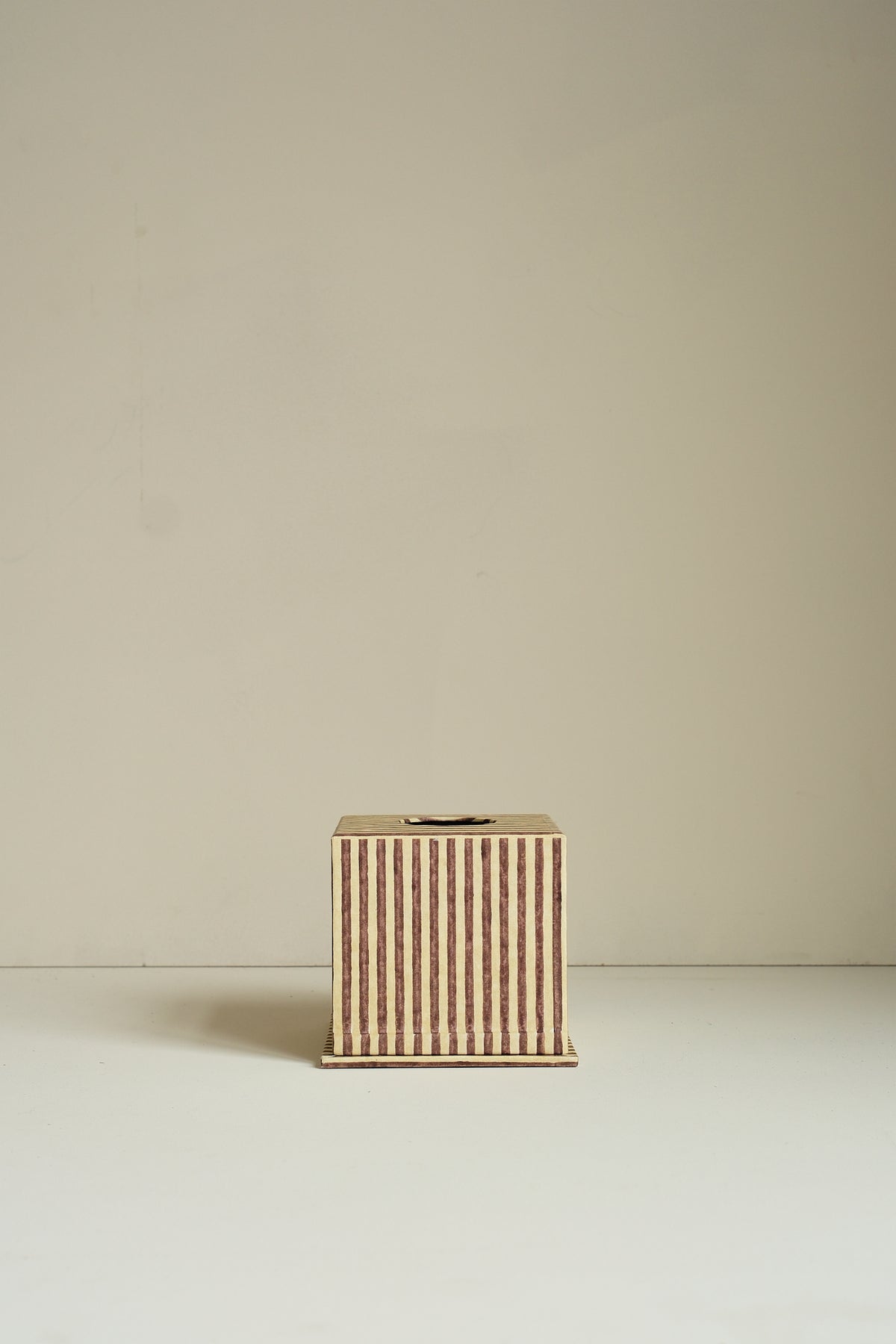 Square Block Printed Stripe Tissue Box