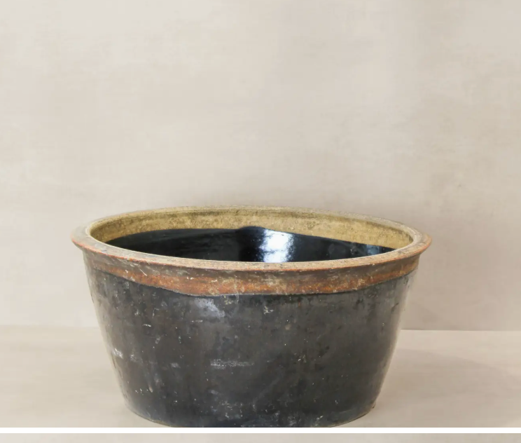 Wabi Sabi Antique Dark Glazed Terracotta Bowl